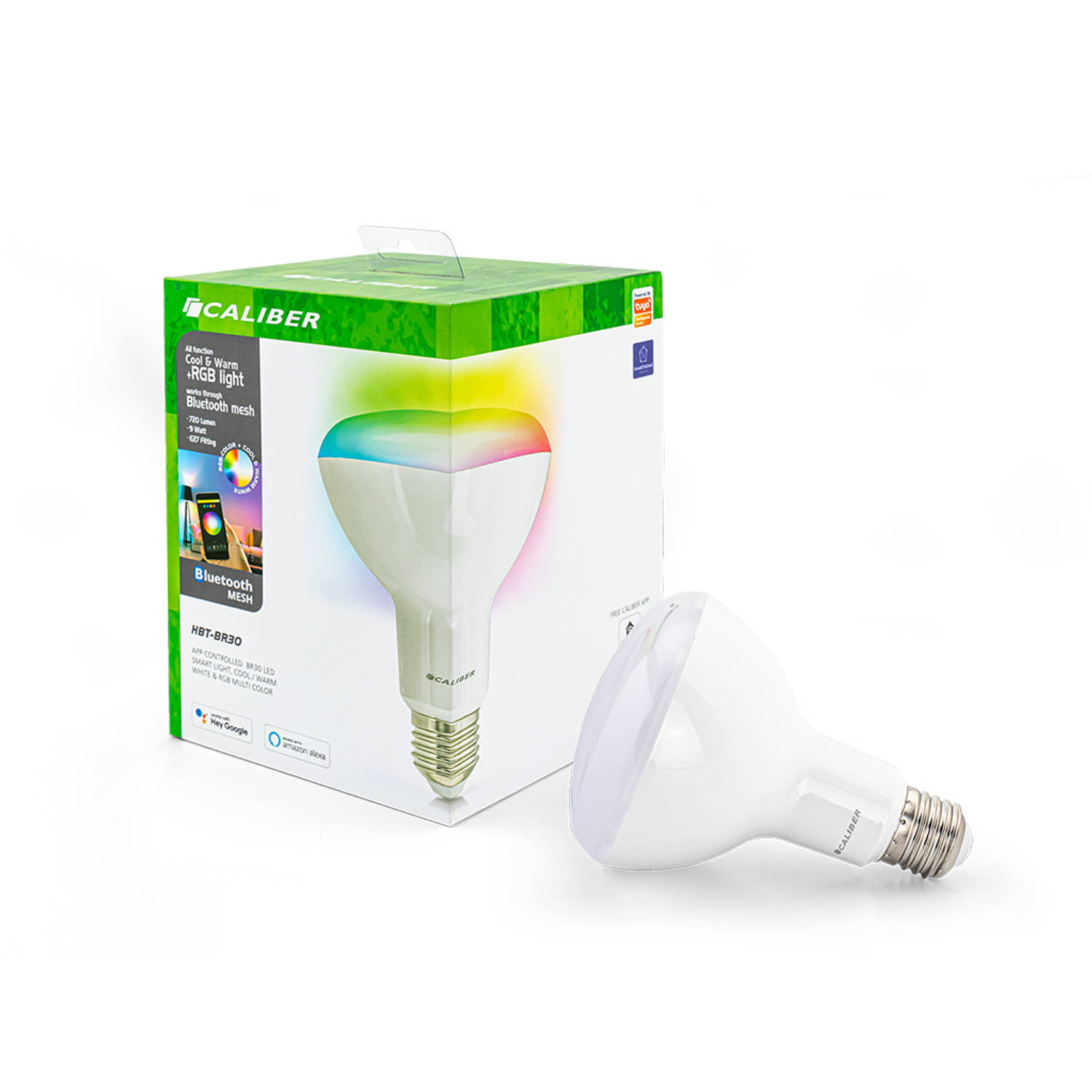 Caliber E27 Dimbare Smart Lamp met RGB LEDs - Slimme E27 LED lamp - 850 Lumen - 8 Watt - Bediening via App (HBT-BR30)