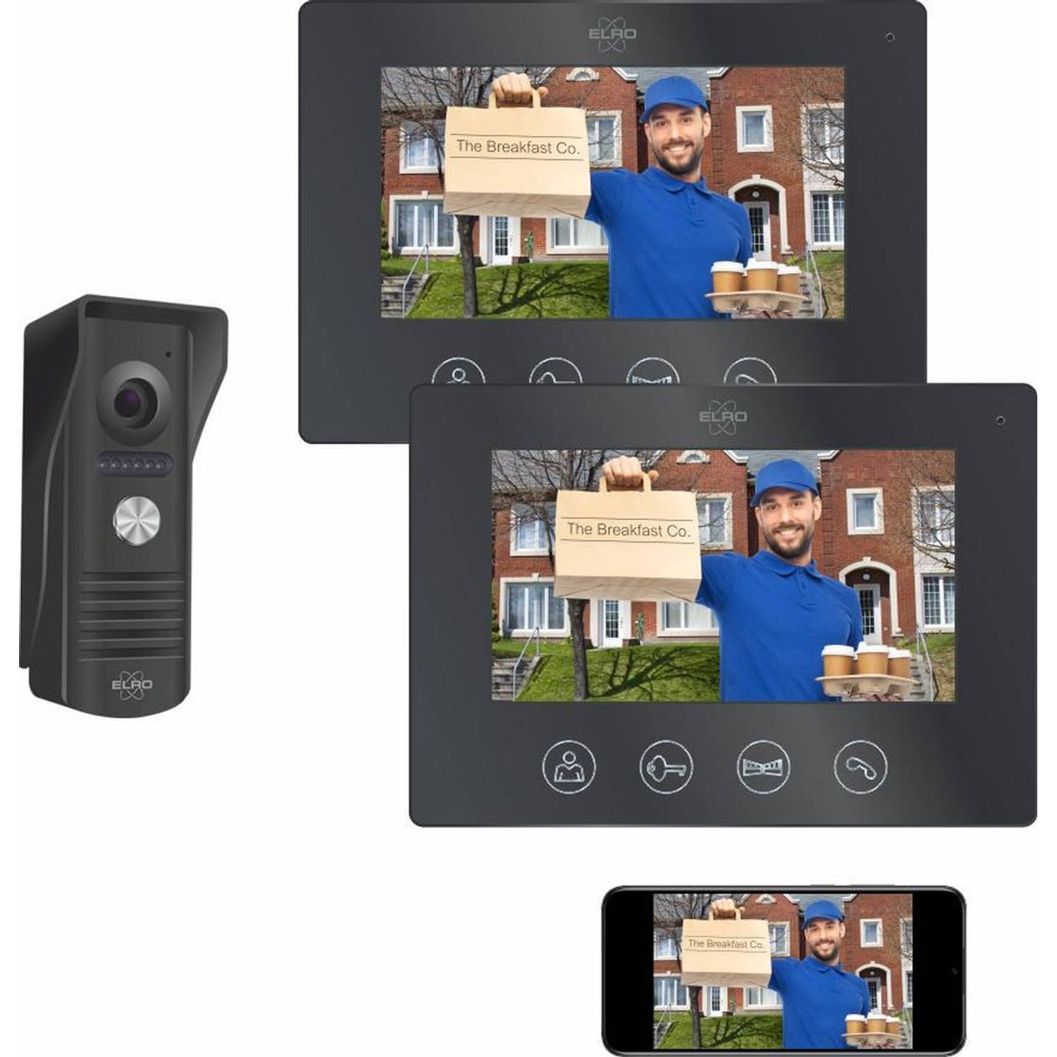 Elro Dv50 Ip Wifi Deur Intercom Met 2x 7 Inch Kleurenscherm Bekijken En Communiceren Via App