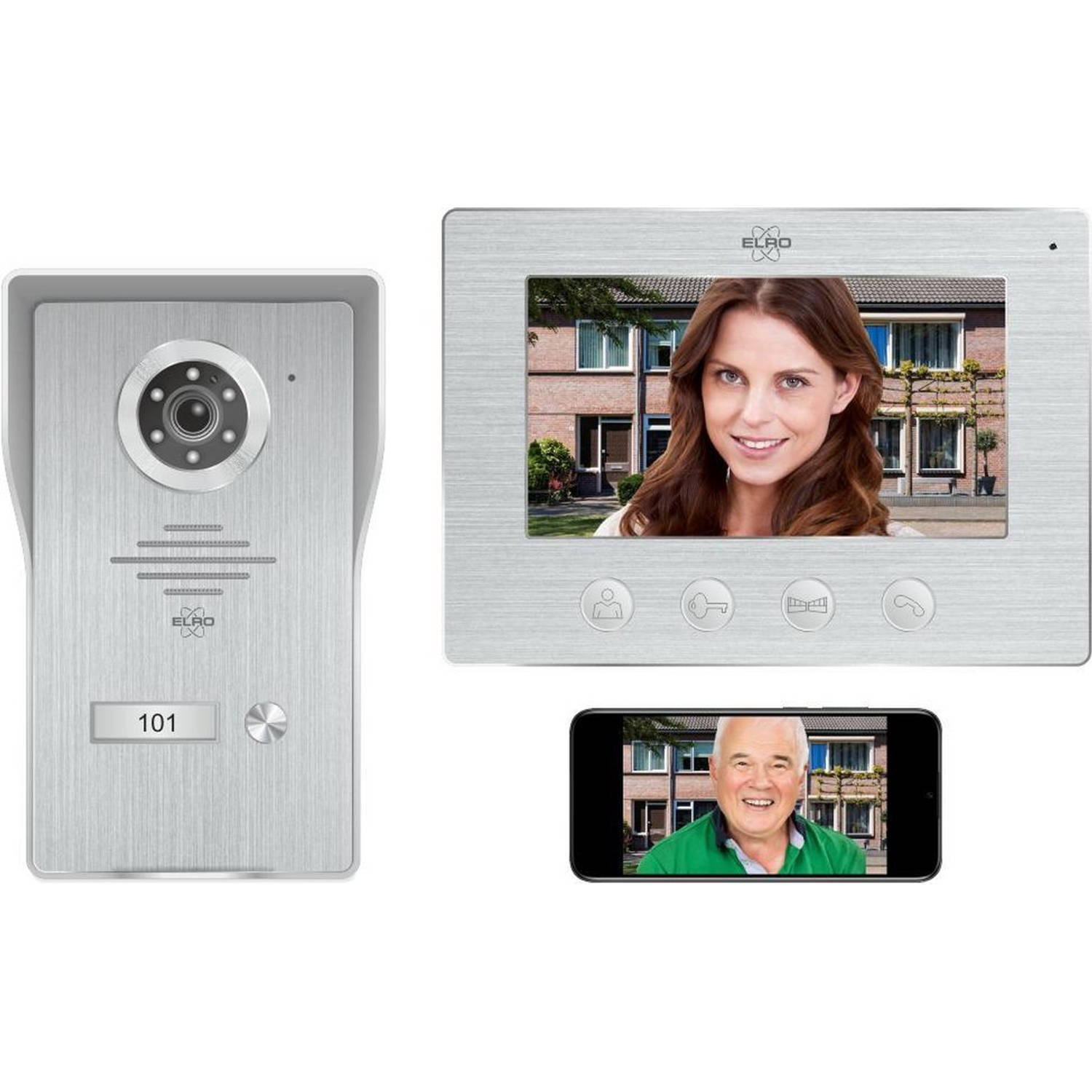 ELRO DV477IP Wifi IP Video Deur Intercom - met 7 inch kleurenscherm - Bekijken en communiceren via App