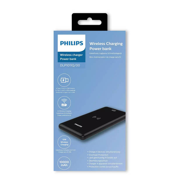Philips DLP1011Q/00 Powerbank - 10000mAh - QI - 2 USB-Poorten - Power Delivery - Zwart