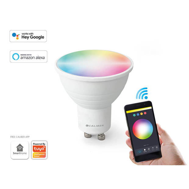 Caliber GU10 Dimbare Smart Lamp met RGB LEDs - Slimme LED Lamp - 300 Lumen - 5 Watt - Bediening via App (HBT-GU10)
