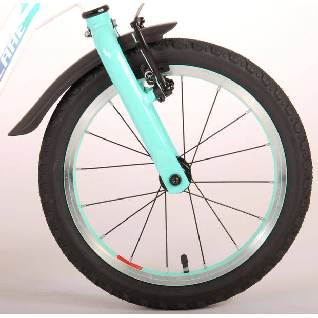 Volare Meisjesfiets Glamour 16 Inch 25,4 cm Meisjes Terugtraprem Wit/Mintgroen