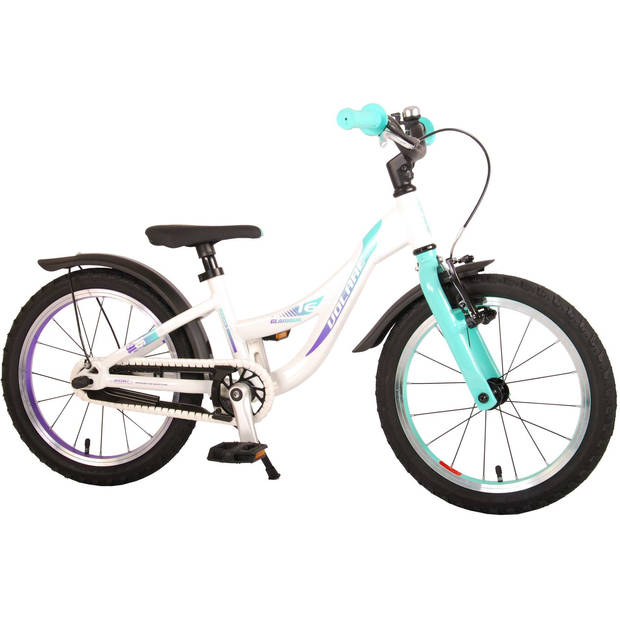 Volare Meisjesfiets Glamour 16 Inch 25,4 cm Meisjes Terugtraprem Wit/Mintgroen