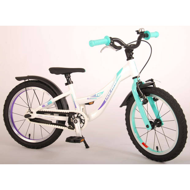 Volare Meisjesfiets Glamour 16 Inch 25,4 cm Meisjes Terugtraprem Wit/Mintgroen