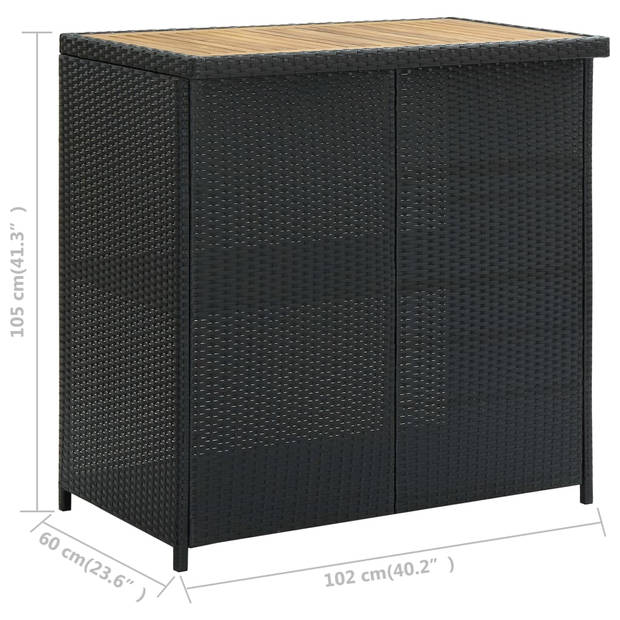 vidaXL 3-delige Barset poly rattan zwart