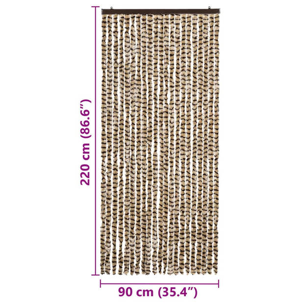 vidaXL Vliegengordijn 90x220 cm chenille beige en bruin