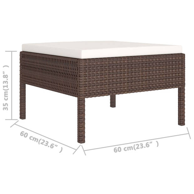 vidaXL 2-delige Loungeset met kussens poly rattan bruin