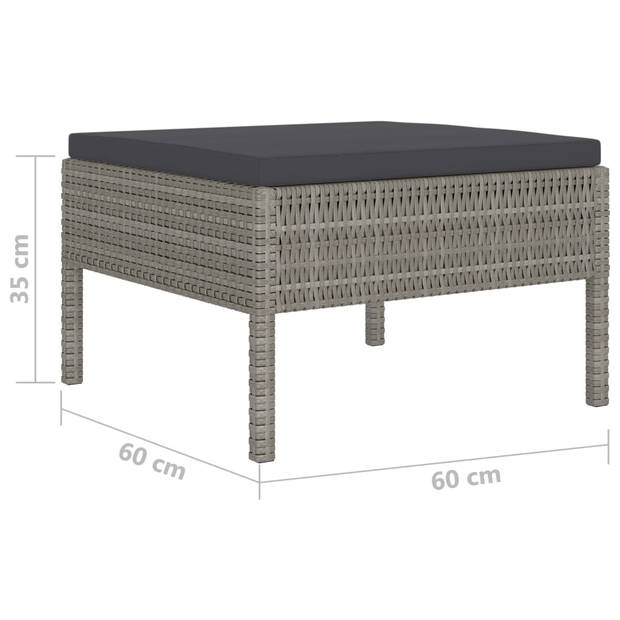 vidaXL 10-delige Loungeset met kussens poly rattan grijs