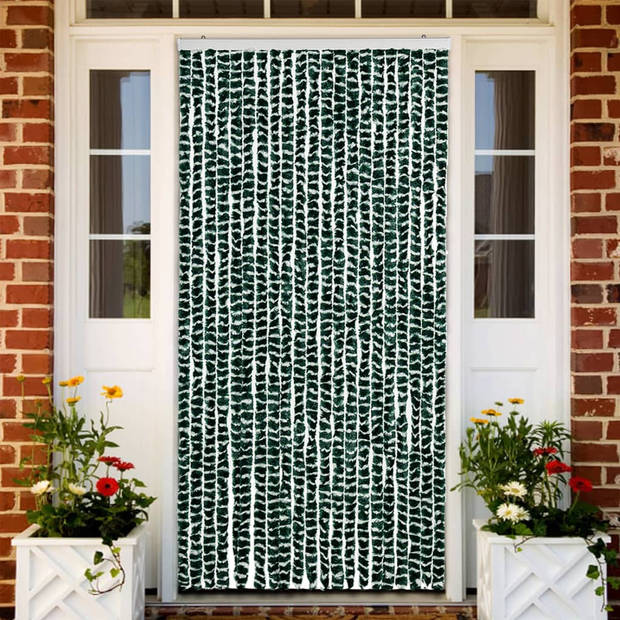 vidaXL Vliegengordijn 90x220 cm chenille groen en wit