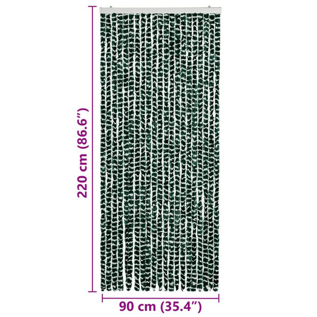 vidaXL Vliegengordijn 90x220 cm chenille groen en wit