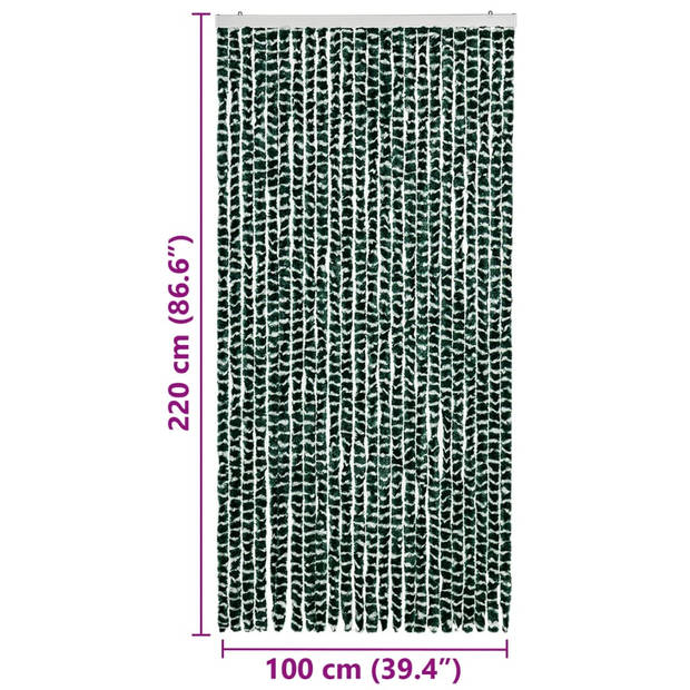 vidaXL Vliegengordijn 100x220 cm chenille groen en wit