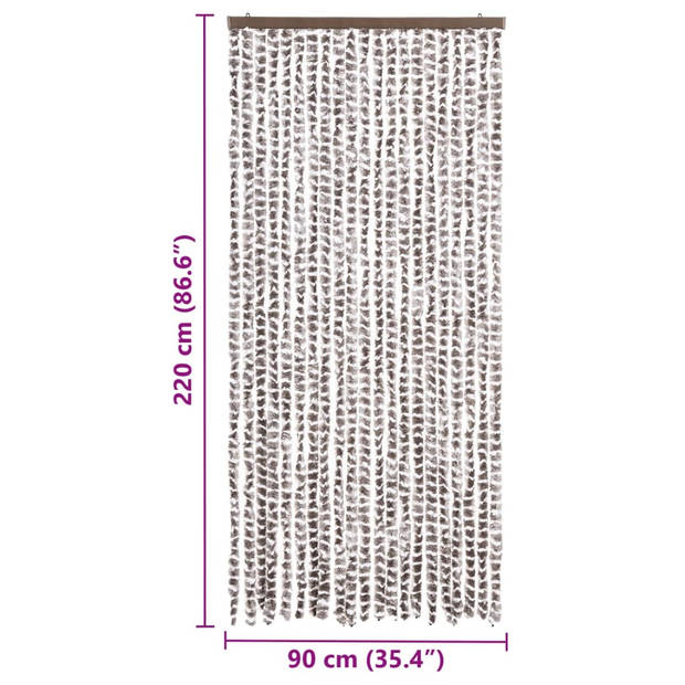 vidaXL Vliegengordijn 90x220 cm chenille taupe en wit