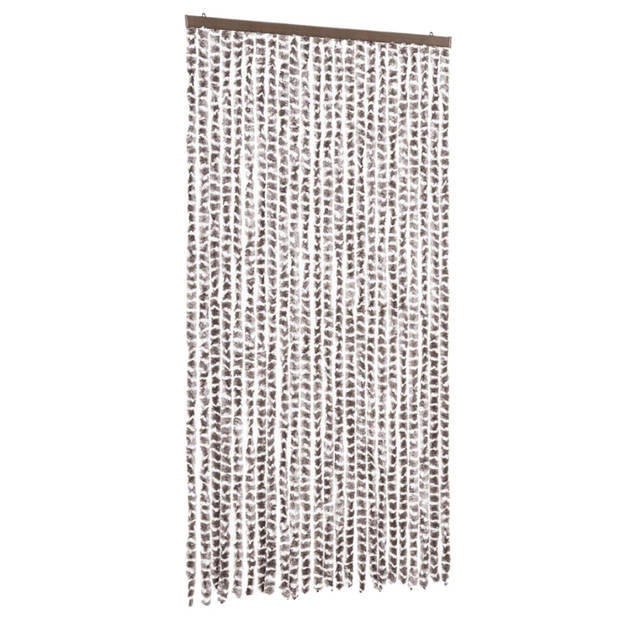 vidaXL Vliegengordijn 100x220 cm chenille taupe en wit