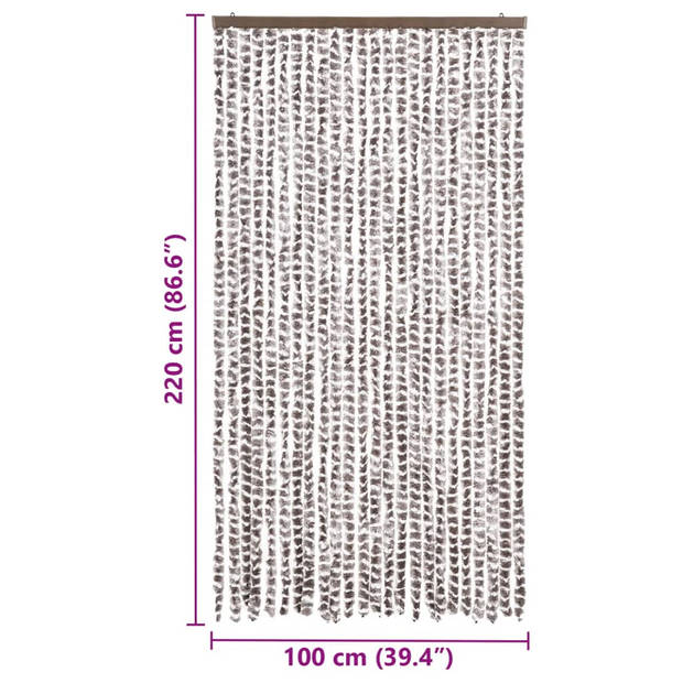 vidaXL Vliegengordijn 100x220 cm chenille taupe en wit