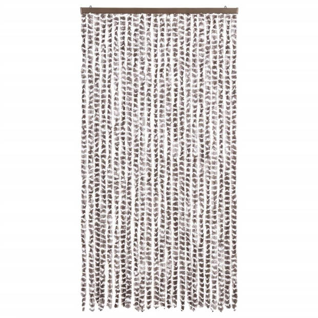 vidaXL Vliegengordijn 100x220 cm chenille taupe en wit