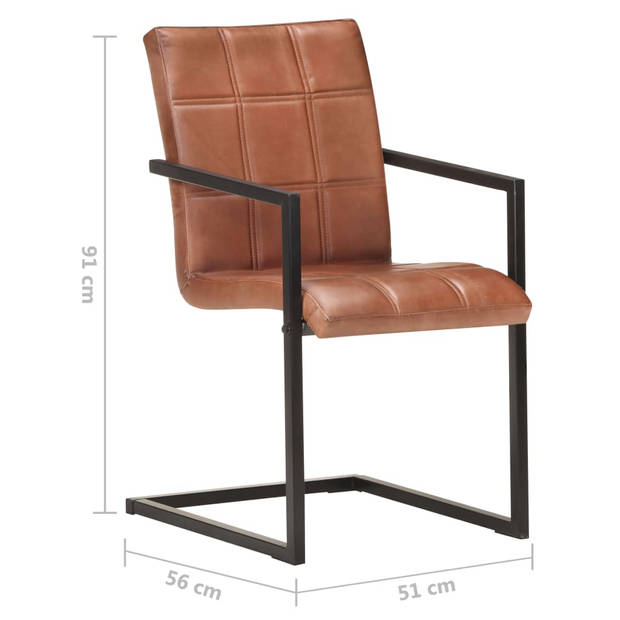 vidaXL Eetkamerstoelen 6 st echt leer bruin