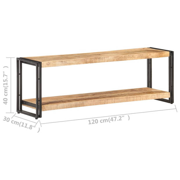 The Living Store Houten TV-kast - 120 x 30 x 40 cm - Ruw mangohout met natuurlijke afwerking