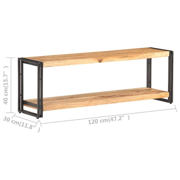 The Living Store TV Kast Industrieel - 120 x 30 x 40 cm - Massief Acaciahout - Zwart