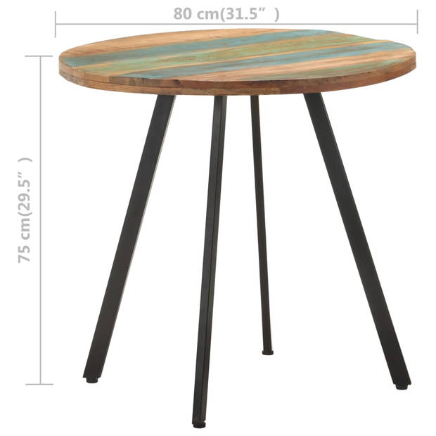 vidaXL Eettafel 80 cm massief gerecycled hout