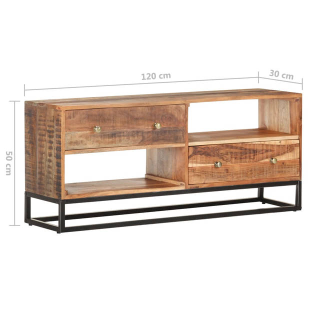 The Living Store Stereokast TV-meubel Industrieel - 120 x 30 x 50 cm - Massief acaciahout