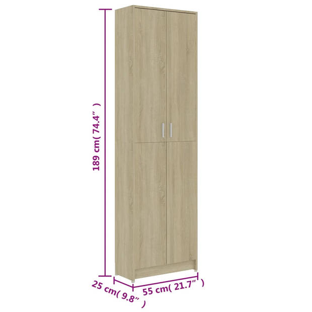 vidaXL Gangkast 55x25x189 cm bewerkt hout sonoma eikenkleurig