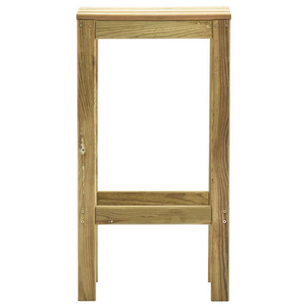 The Living Store Houten Barkrukken - Set van 2 - Grenenhout - Groen geïmpregneerd - 40 x 36 x 75 cm