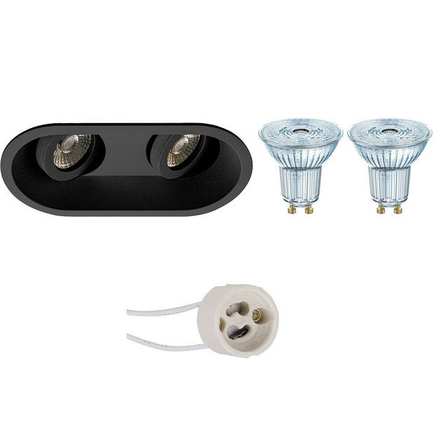 LED Spot Set - LEDVANCE Parathom PAR16 930 36D - Pragmi Zano Pro - GU10 Fitting - Dimbaar - Inbouw Ovaal Dubbel - Mat