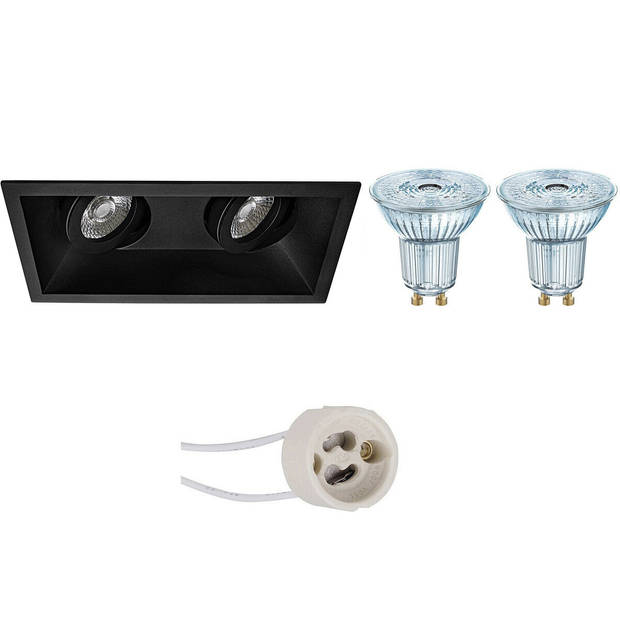 LED Spot Set - OSRAM Parathom PAR16 940 36D - Pragmi Zano Pro - GU10 Fitting - Dimbaar - Inbouw Rechthoek Dubbel - Mat