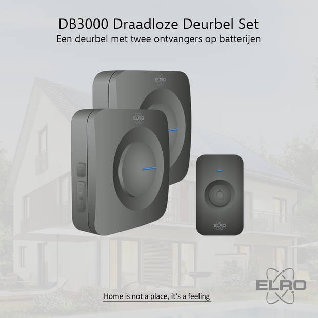 ELRO DB3000 Draadloze Deurbel Set – met 2x Ontvanger op batterij