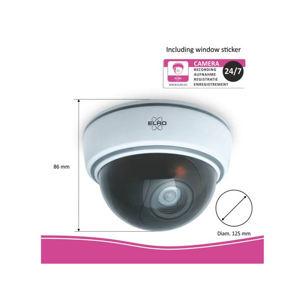 ELRO CDD15F Indoor Dummy Dome Camera met Flash Light - 2 Pack
