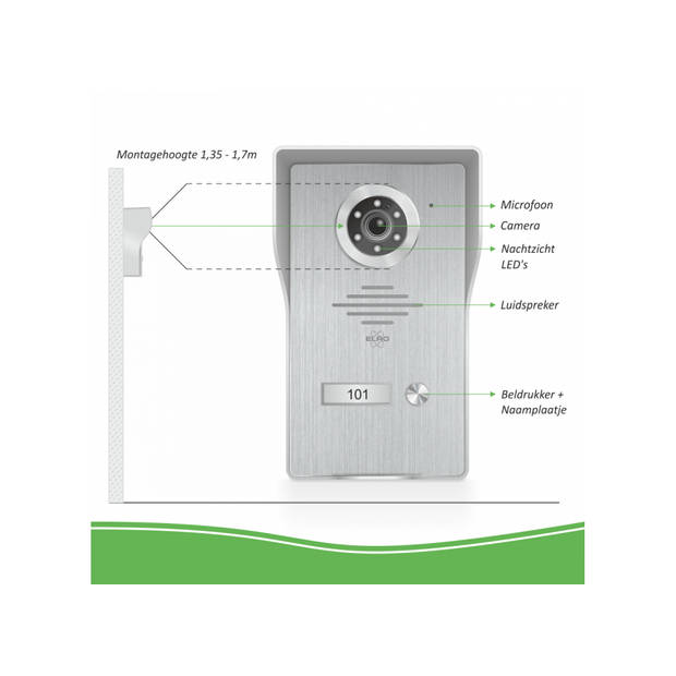 ELRO DV477IP Wifi IP Video Deur Intercom - met 7 inch kleurenscherm - Bekijken en communiceren via App