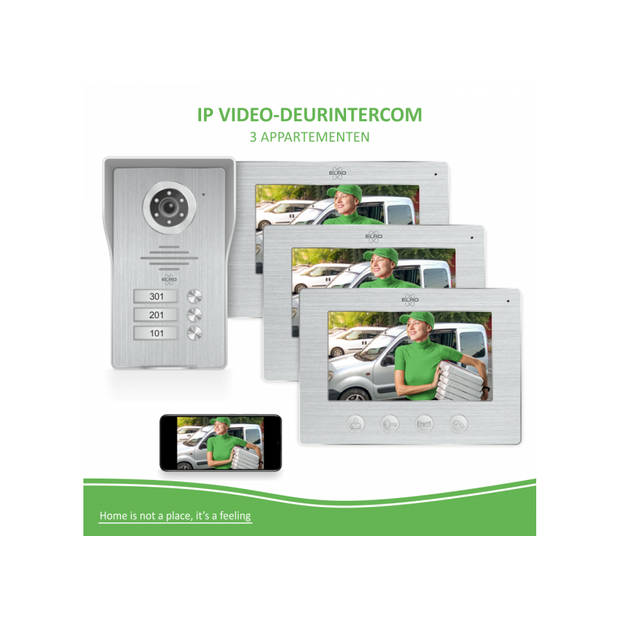ELRO DV477IP3 Wifi IP Video Deur Intercom - met 3x 7 inch kleurenscherm - Bekijken en communiceren via App