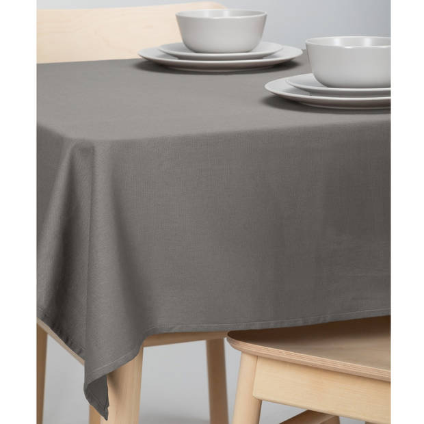 Grijs tafelkleed van polyester/katoen rond 160 cm - Feesttafelkleden
