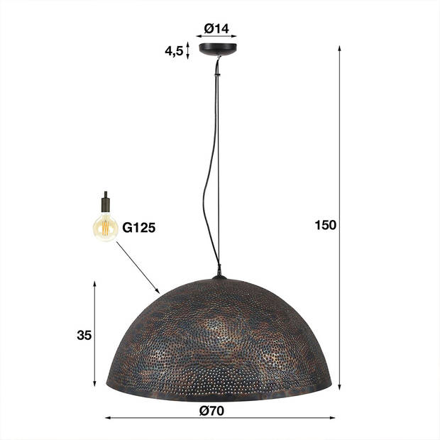 Livin24 Industriële hanglamp Paulien brons metaal 3-lichts.
