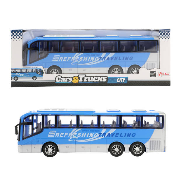 Toi-Toys reisbus Cars & Trucks City junior 32 cm blauw