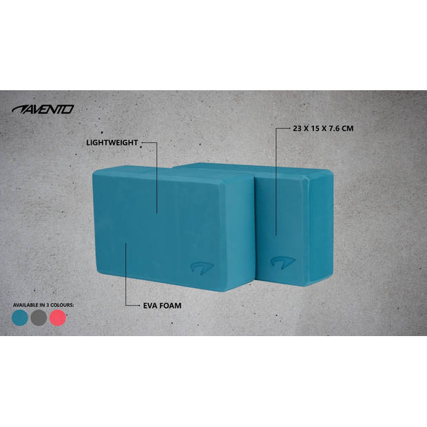 Avento yogablokken 23 x 15 cm foam blauw 2 stuks