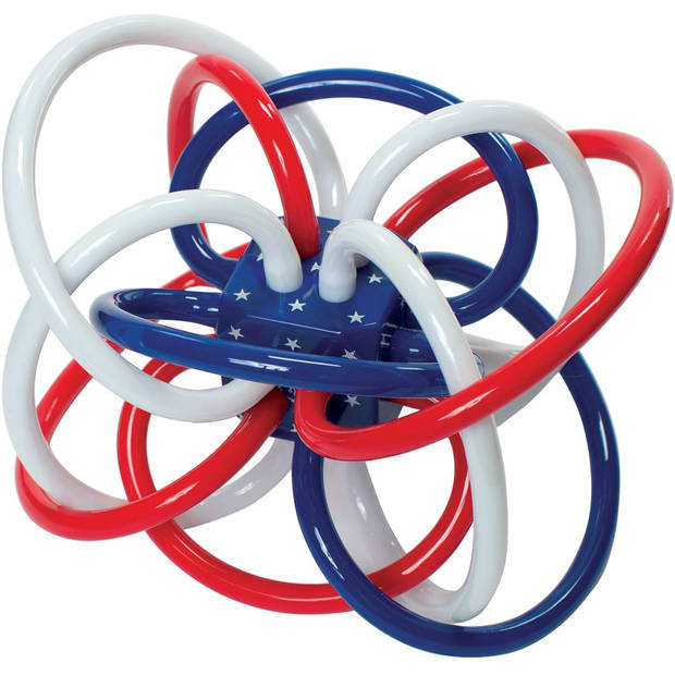 Manhattan Toy bijtring junior 8,9 cm siliconen rood/wit/blauw