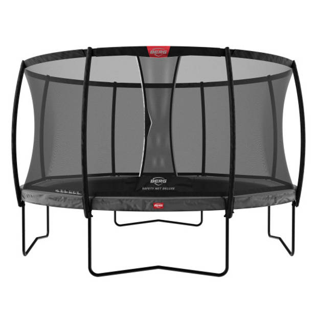 BERG Trampoline Champion met Veiligheidsnet - Safetynet Deluxe - 380 cm - Grijs - met Airflow Springmat - Twinspring