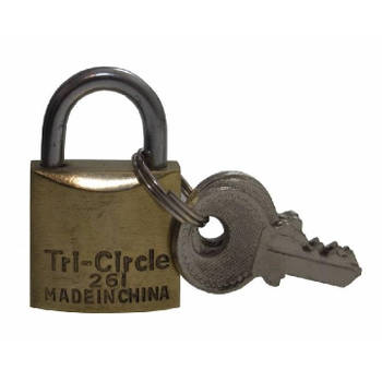 Tri-Circle hangslot 3 sleutels 20 mm messing/staal goud/zilver