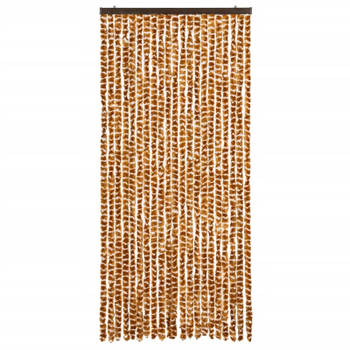 vidaXL Vliegengordijn 90x220 cm chenille oker en wit