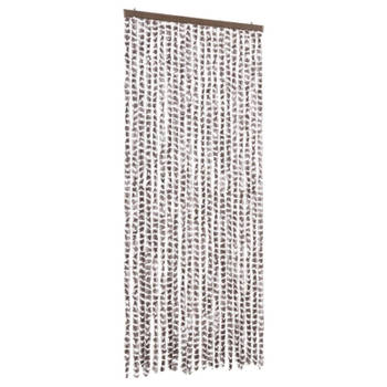 vidaXL Vliegengordijn 90x220 cm chenille taupe en wit