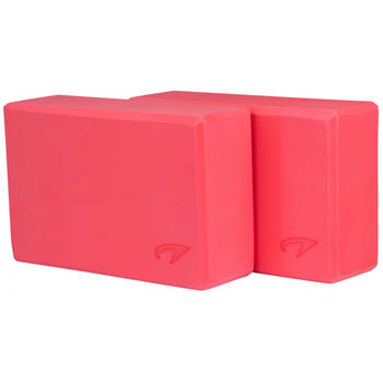 Avento yogablokken 23 x 15 cm foam roze 2 stuks