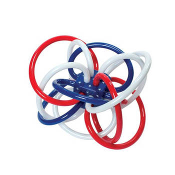 Manhattan Toy bijtring junior 8,9 cm siliconen rood/wit/blauw