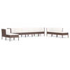 vidaXL 10-delige Loungeset met kussens poly rattan bruin