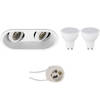 LED Spot Set - Pragmi Zano Pro - GU10 Fitting - Dimbaar - Inbouw Ovaal Dubbel - Mat Wit - 6W - Helder/Koud Wit 6400K -