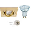 LED Spot Set - LEDVANCE Parathom PAR16 930 36D - Pragmi Borny Pro - GU10 Fitting - Dimbaar - Inbouw Vierkant - Mat Goud