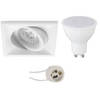 LED Spot Set - Pragmi Qiundo Pro - GU10 Fitting - Inbouw Vierkant - Mat Wit - 6W - Natuurlijk Wit 4200K - Kantelbaar -