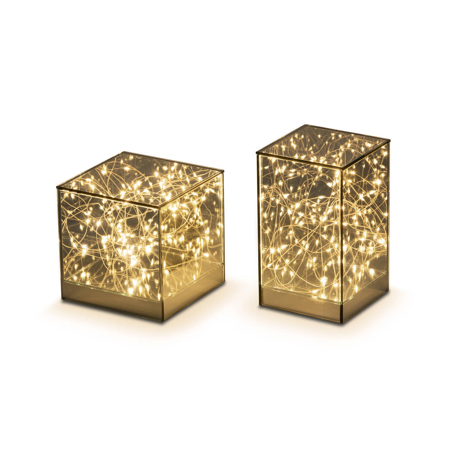 DistinQ LED kubus spiegelglas met infinity effect 25 LED lampen 15x15x15cm