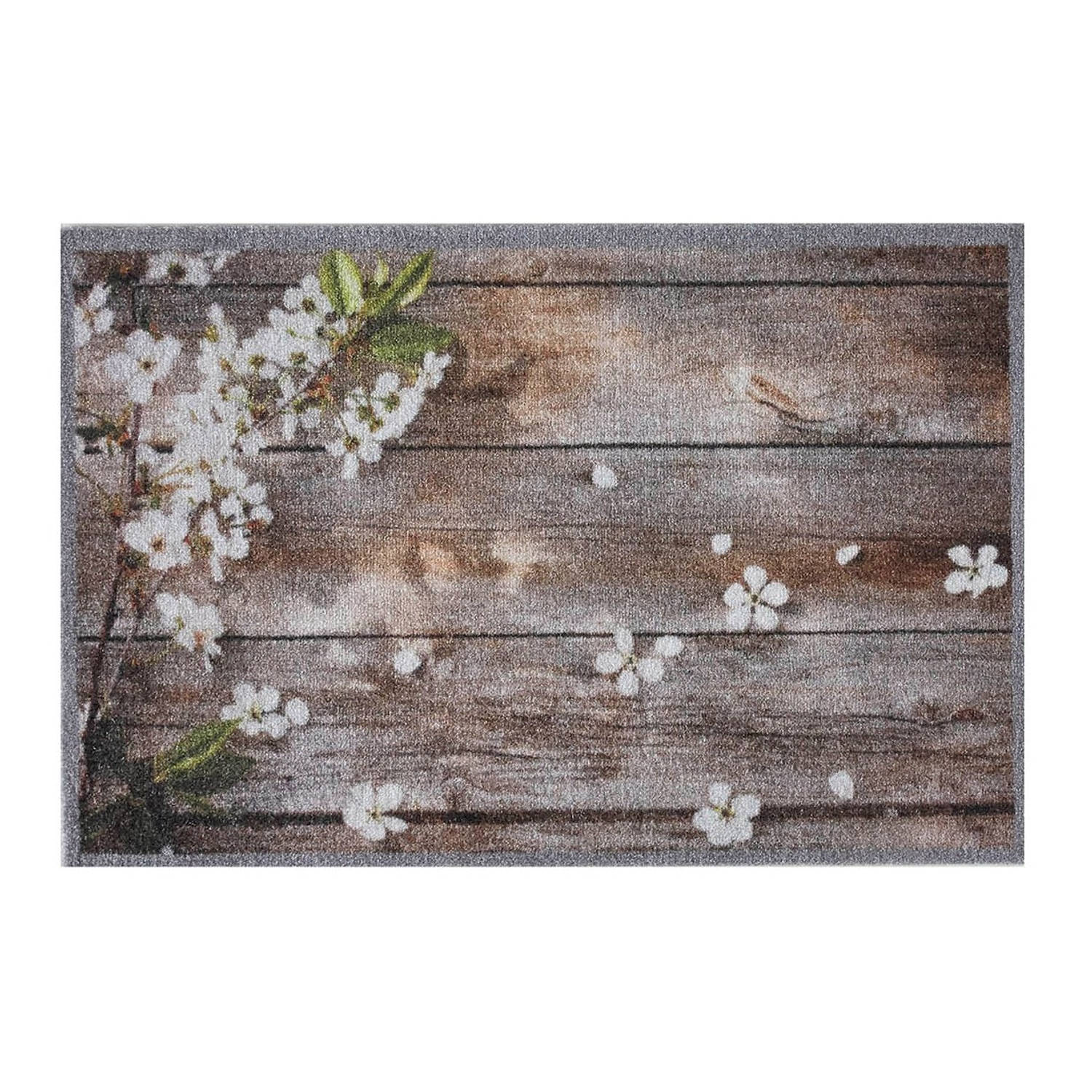MD Entree - Schoonloopmat - Impression Flowers On Wood - 40 x 60 cm