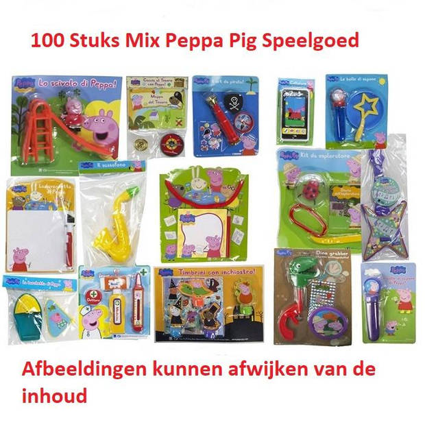 100 STUKS PEPPA PIG XXL MIX Uitdeelcadeautjes Peppa Pig Speelgoed